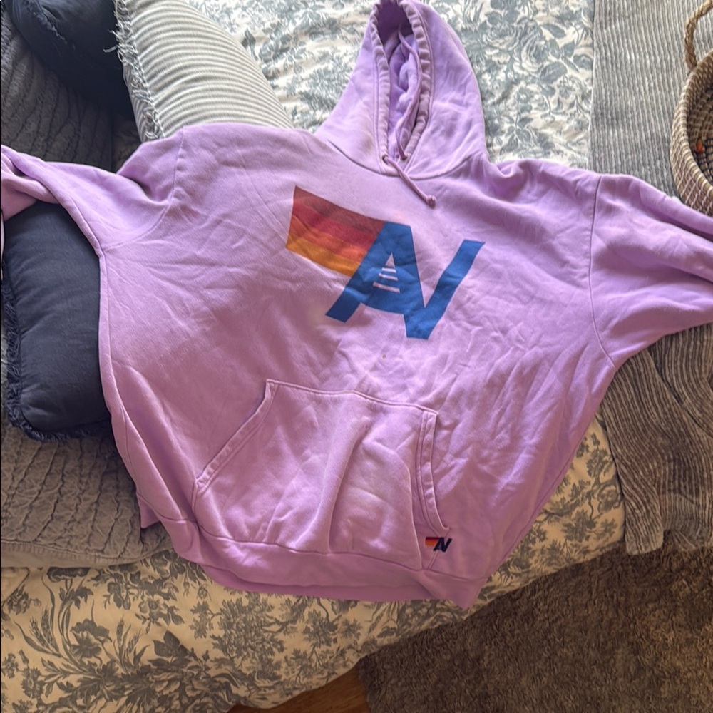 Aviator Nation Lavender Hoodie with Multicolor Logo